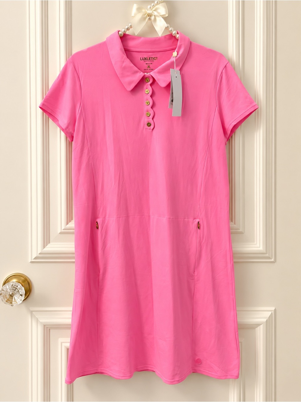NWT Lilly Pulitzer Frida Scallop Polo Dress and Shorts Rousseau Pink Size XL